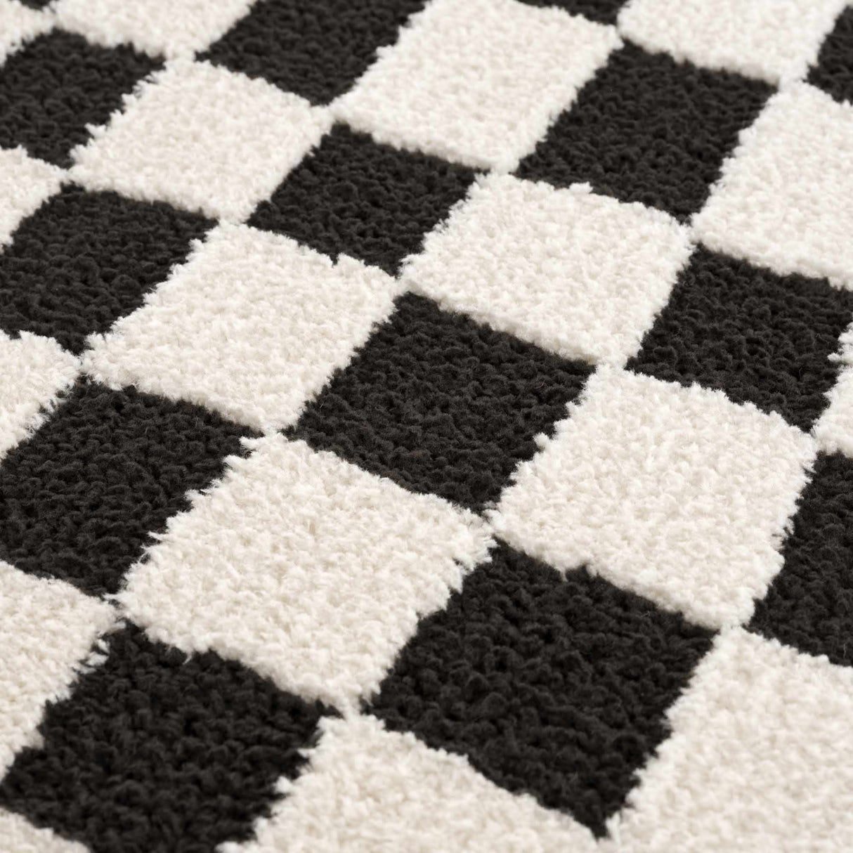 Lajos Black & White Checkered Plush Rug