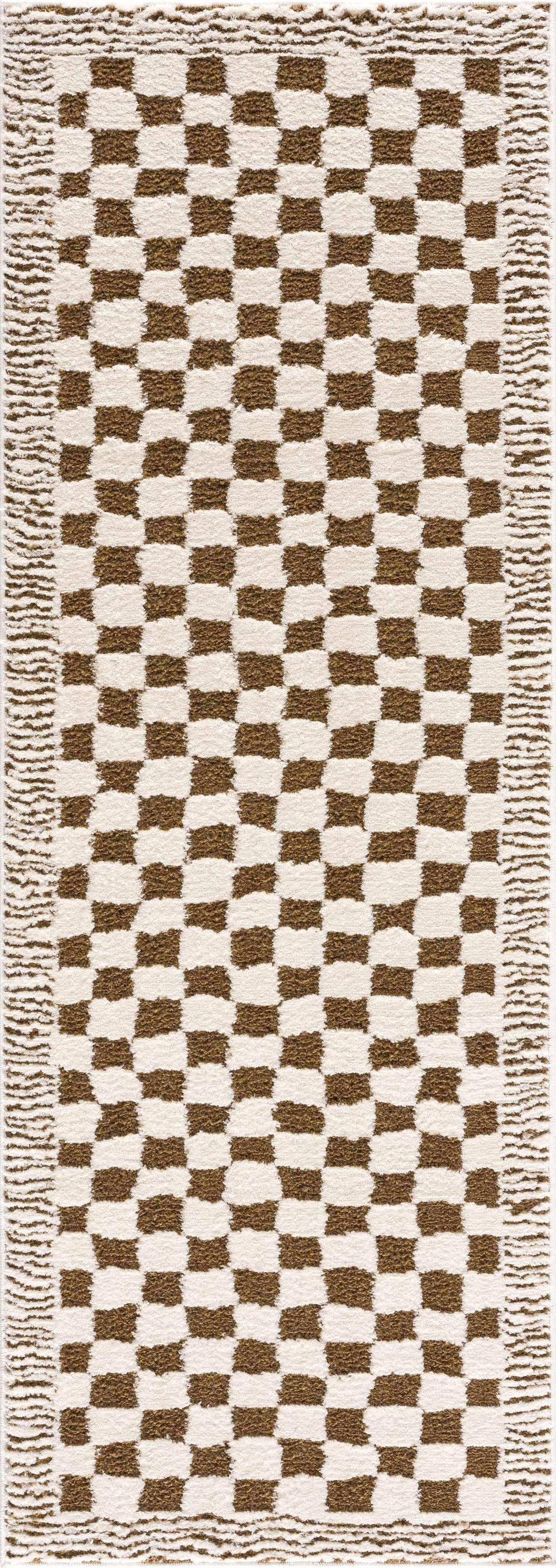 Leryn Brown Checkered Plush Rug