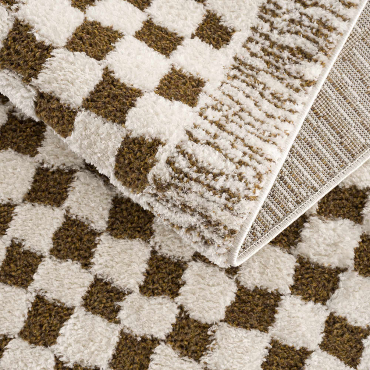 Leryn Brown Checkered Plush Rug