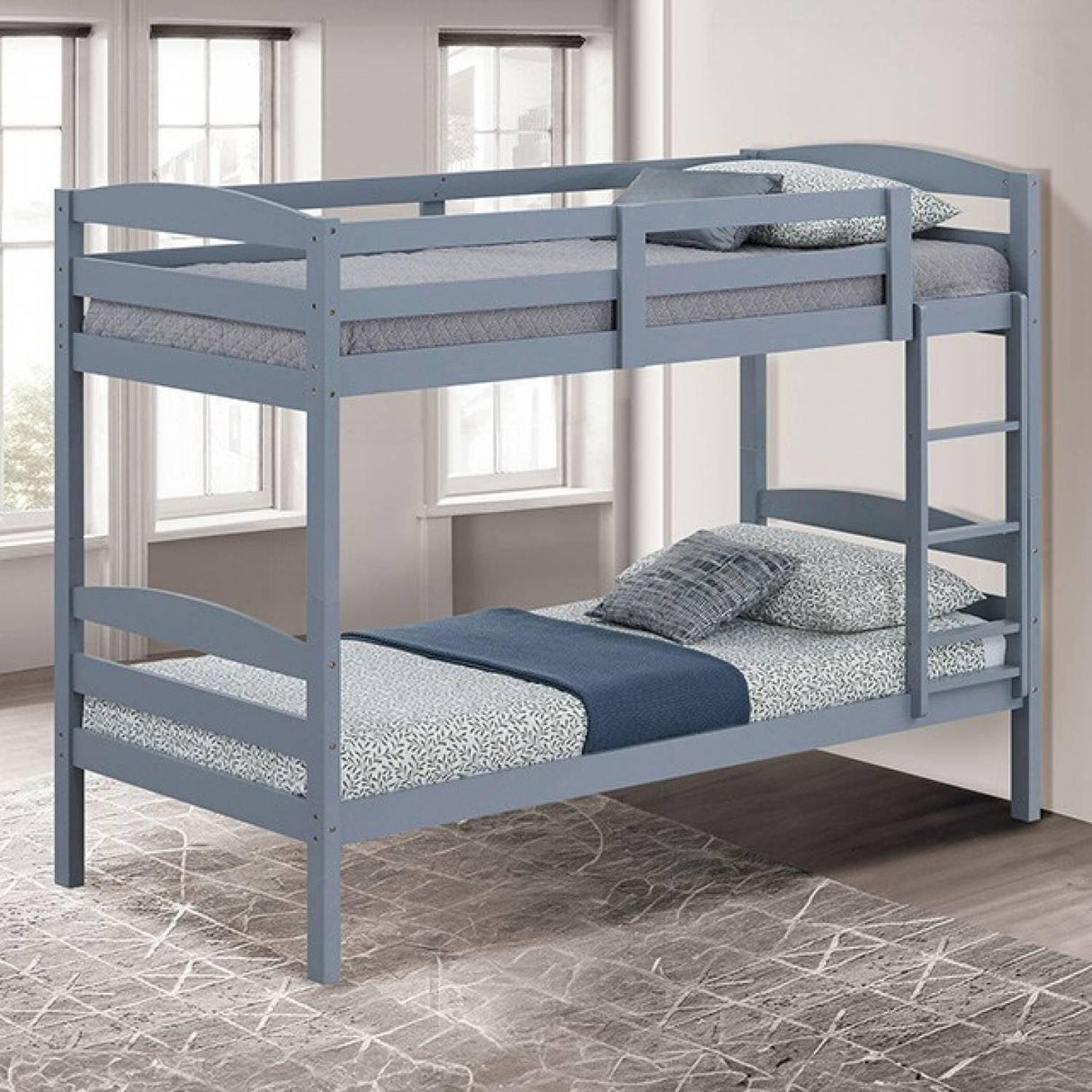 Transitional Solid Hardwood Twin over Twin Bunk Bed, Patented Insert & Lock Joint for Extra Safety for Kids
