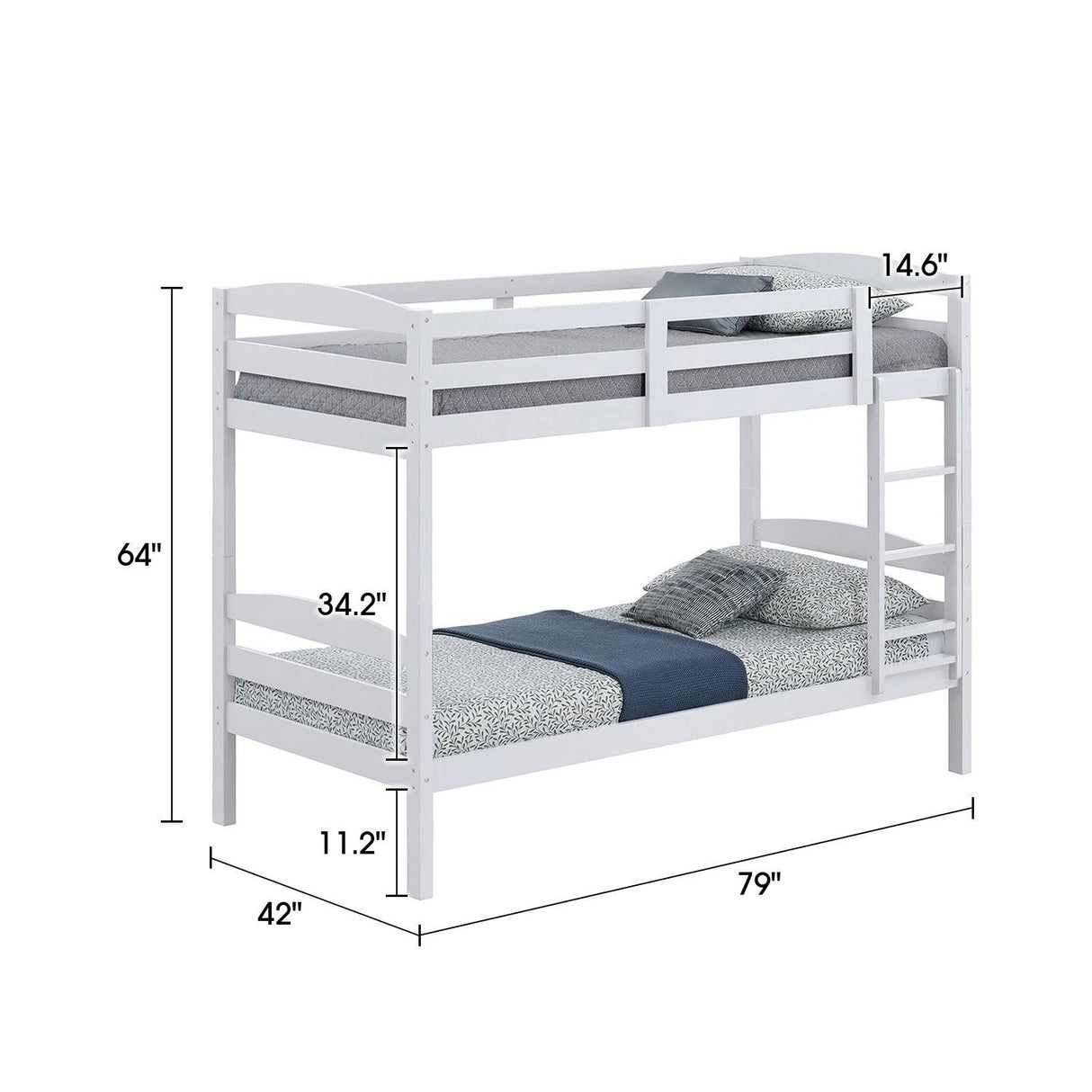 Transitional Solid Hardwood Twin over Twin Bunk Bed, Patented Insert & Lock Joint for Extra Safety for Kids