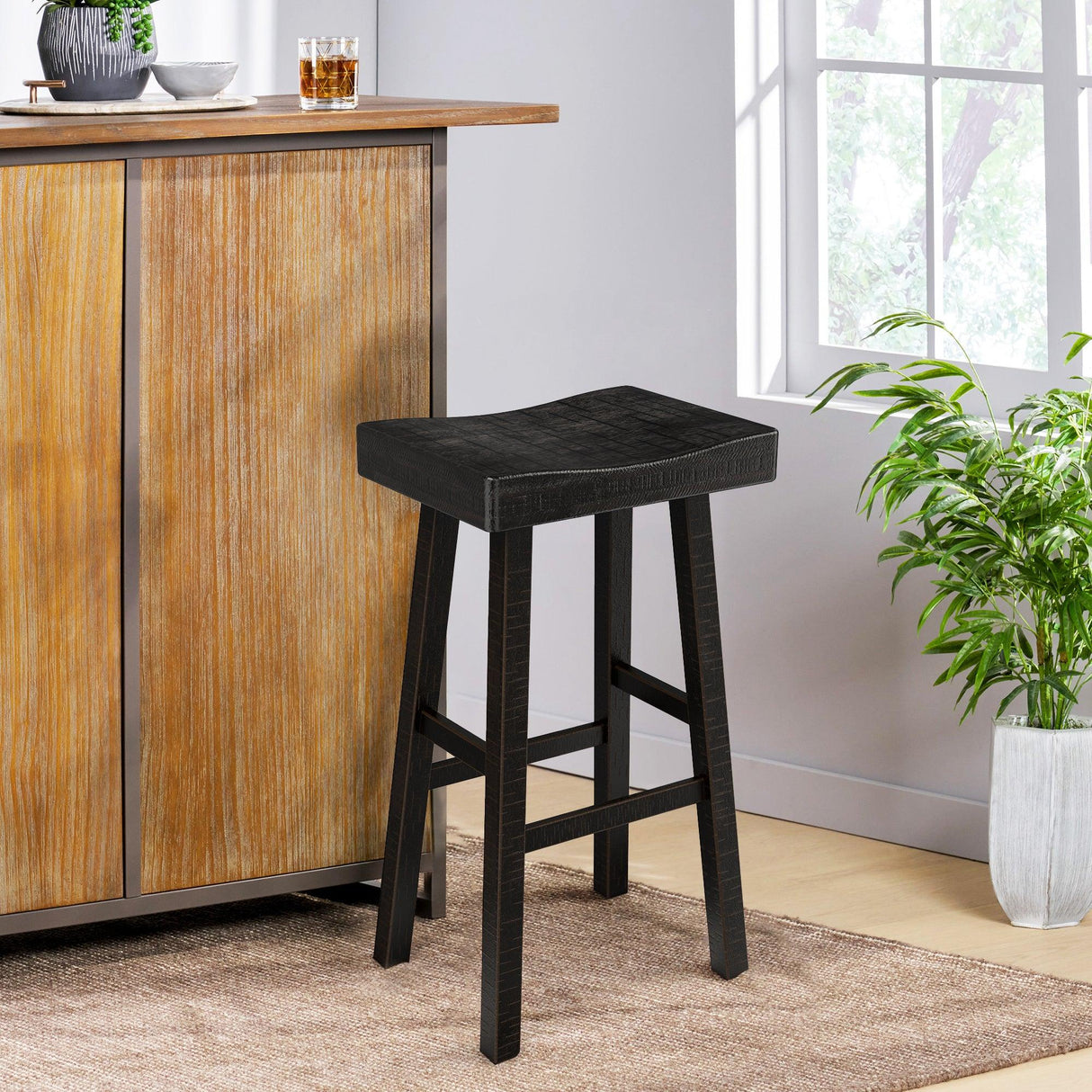 Farmhouse Kitchen With OAK Bar Stools Set of 2