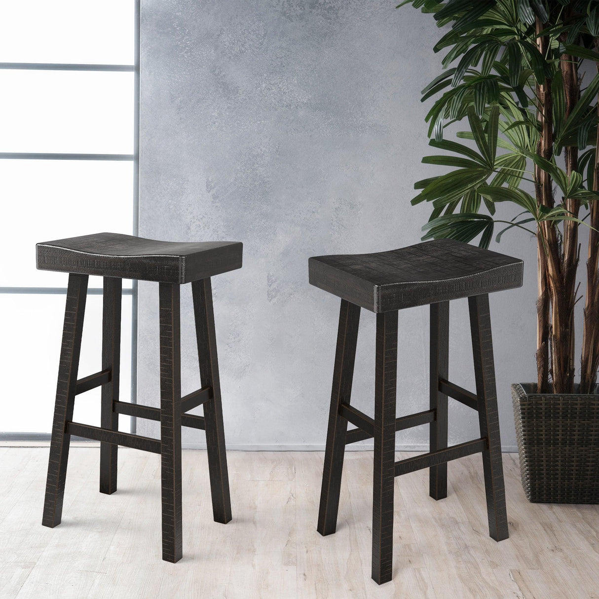 Farmhouse Kitchen With OAK Bar Stools Set of 2