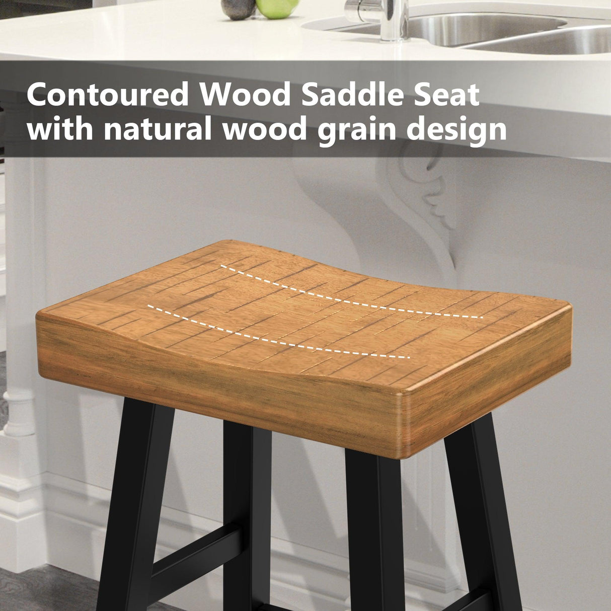 Farmhouse Kitchen With OAK Bar Stools Set of 2