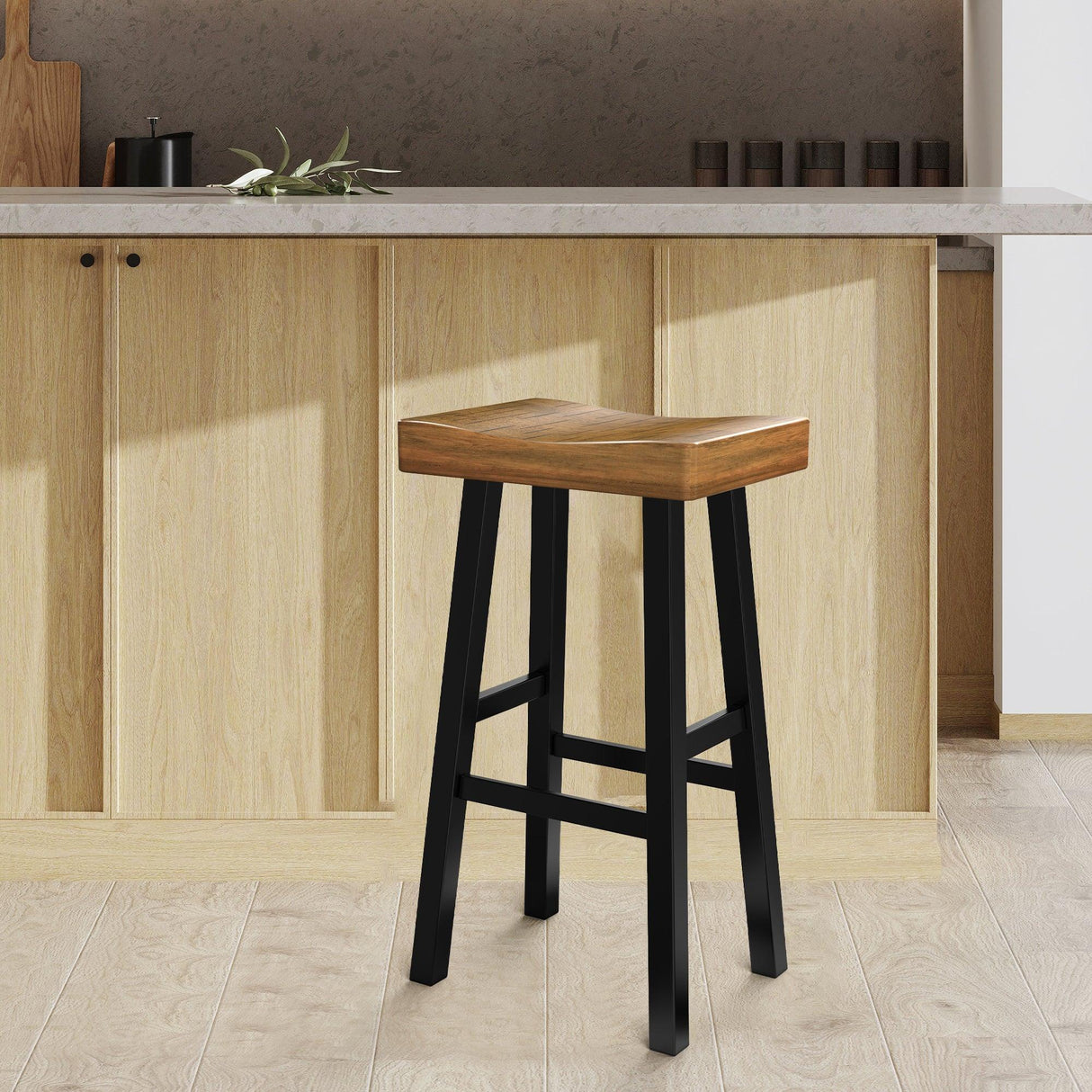 Farmhouse Kitchen With OAK Bar Stools Set of 2