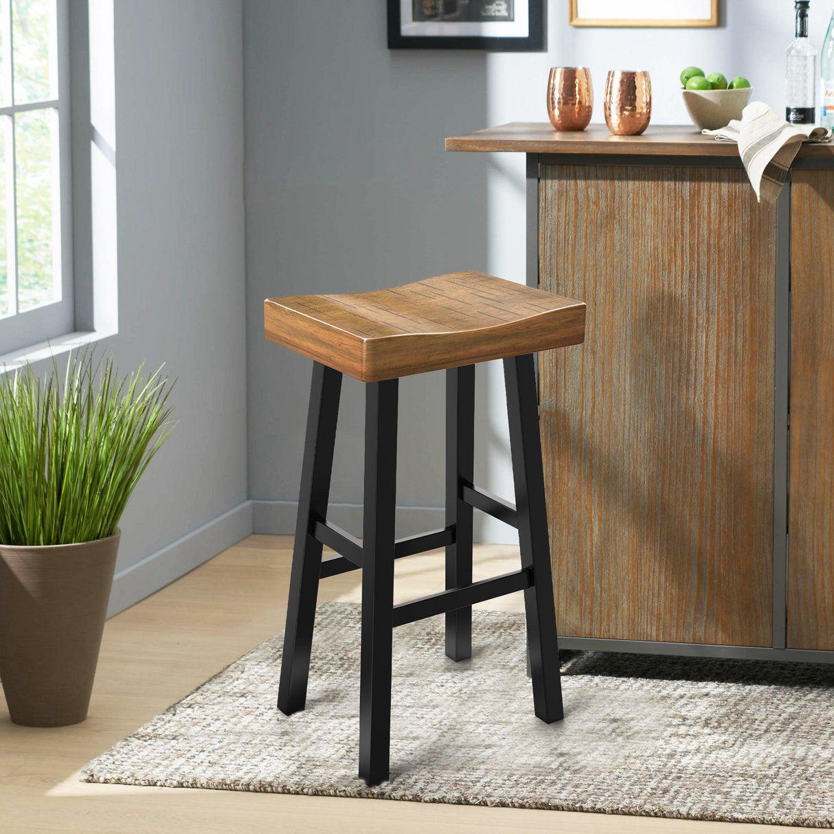 Farmhouse Kitchen With OAK Bar Stools Set of 2