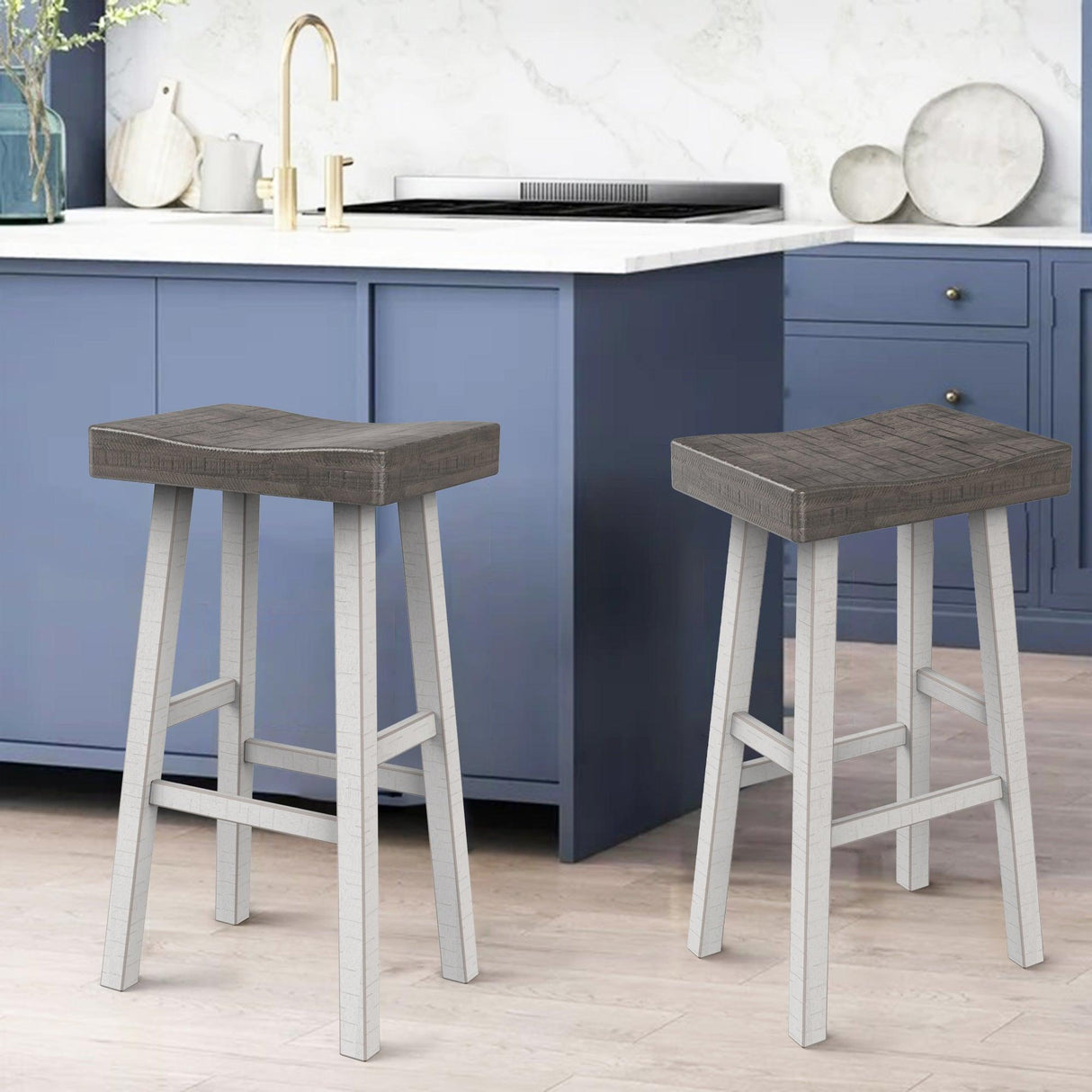 Farmhouse Kitchen With OAK Bar Stools Set of 2