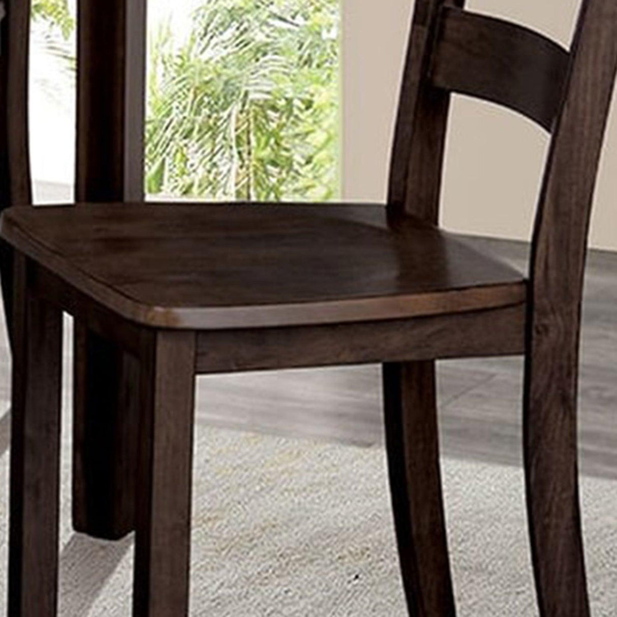 30"H Solid Rubberwood 5-Piece Dining Table Set with Slat Back Chairs