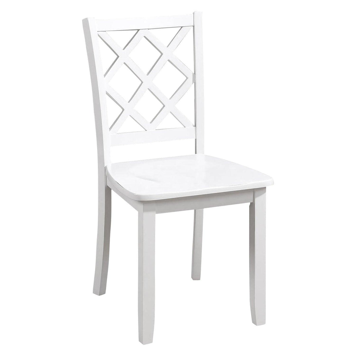 48"W Solid Rubberwood 5-Piece Dining Table Set with Diamond Chair Back