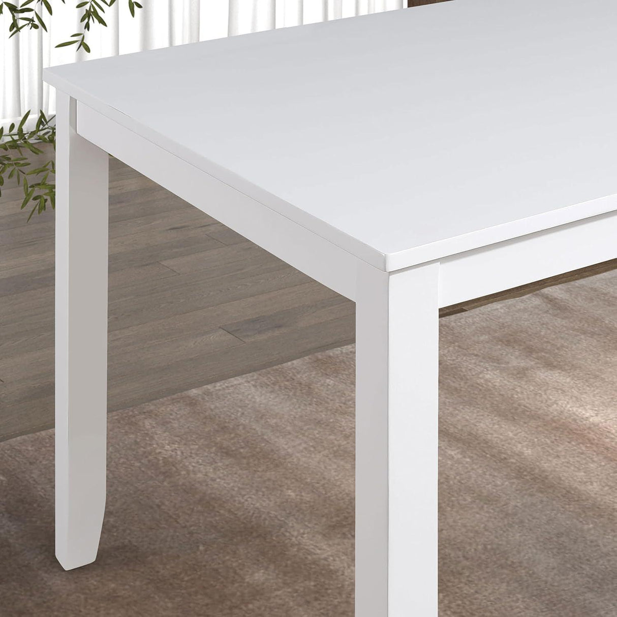 48"W Solid Rubberwood 5-Piece Dining Table Set with Diamond Chair Back