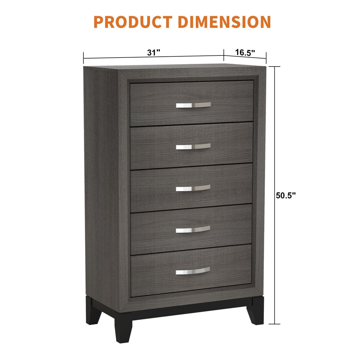 Contemporary 31" Chest with 5-Drawer for Bedroom, Livingroom