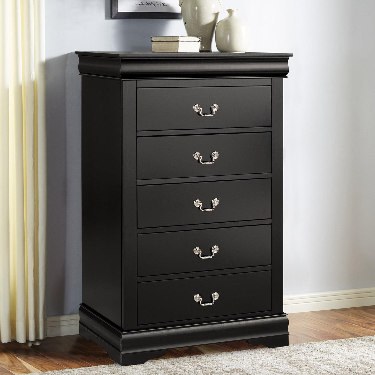 Transitional 5-Drawer 31.5 in. Wide Chest of Drawers with Bracket Feet