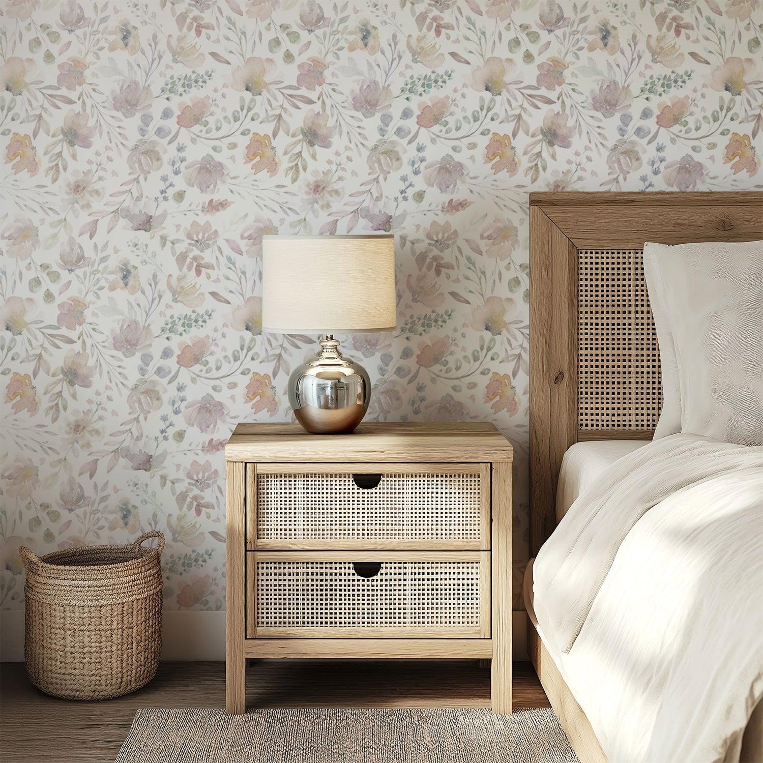 Delicate Watercolor Flowers Stick on Wallpaper