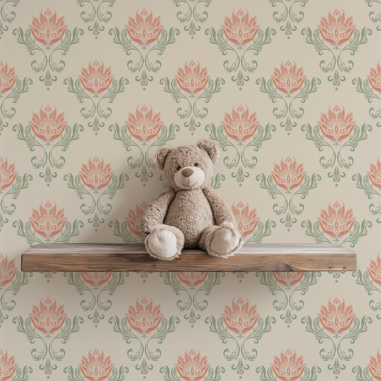 Vintage Floral Damask Wallpaper - Retro Art Nouveau Wallpaper