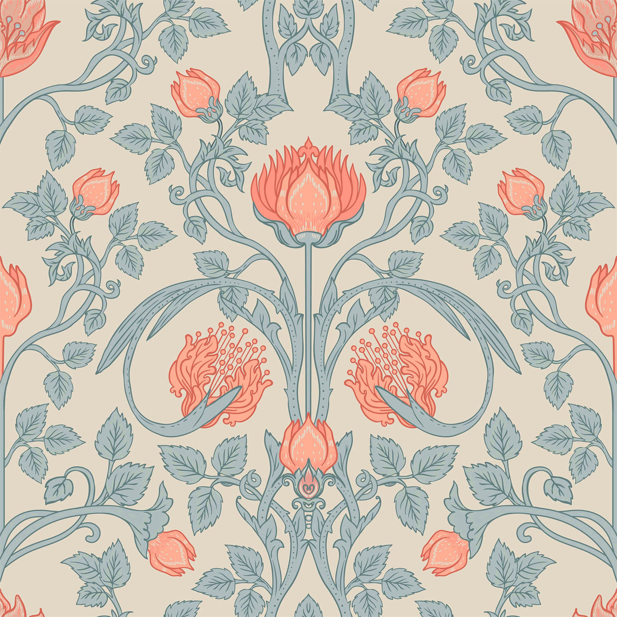William Morris Inspired Wallpaper - Pimpernel Pattern