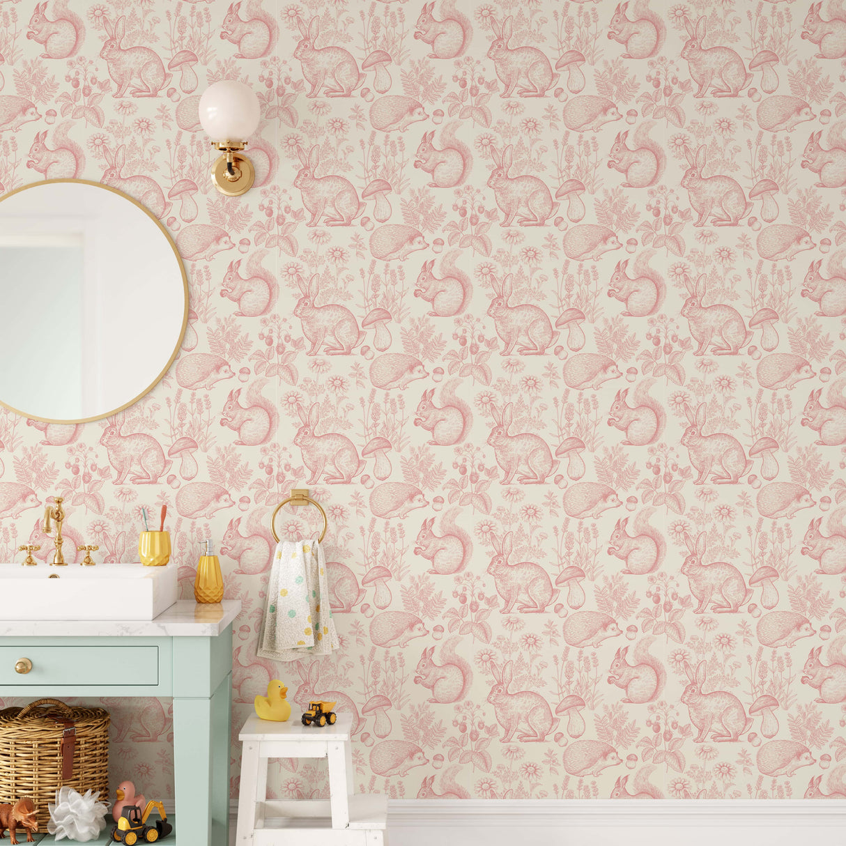 Vintage Forest Animal Wallpaper - Hedgehogs, Squirrels and Rabbits