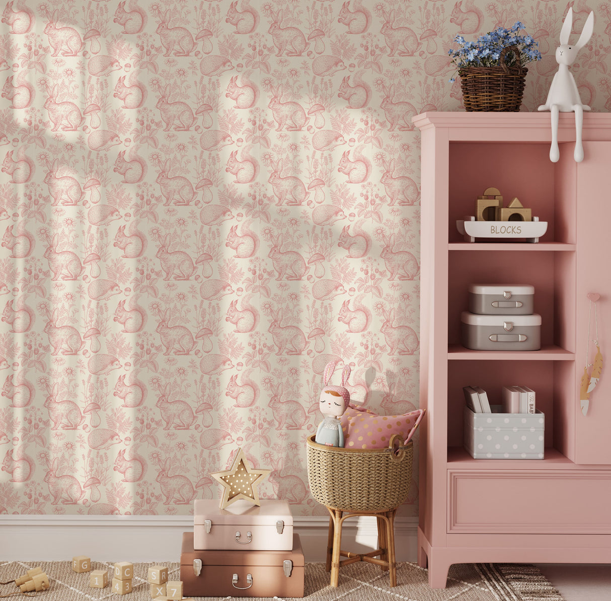 Vintage Forest Animal Wallpaper - Hedgehogs, Squirrels and Rabbits