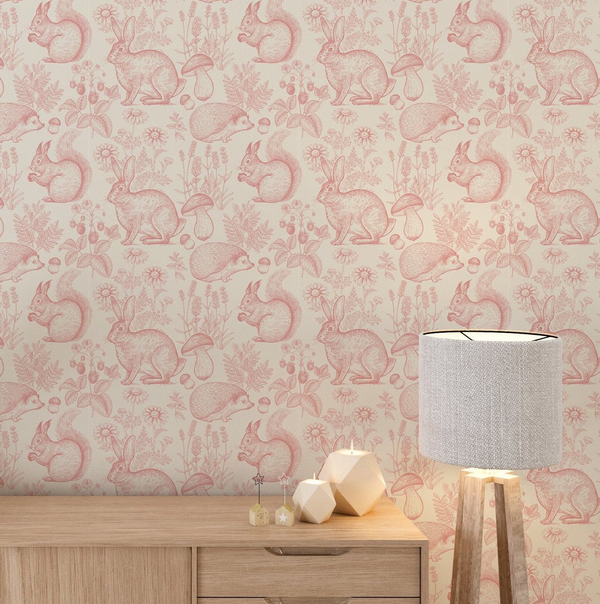 Vintage Forest Animal Wallpaper - Hedgehogs, Squirrels and Rabbits