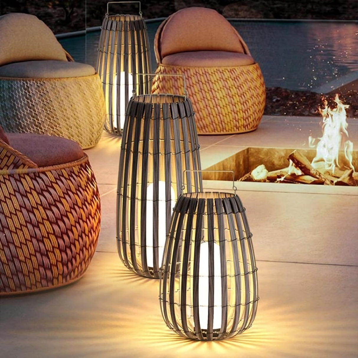 Garden Rattan Floor Lamp