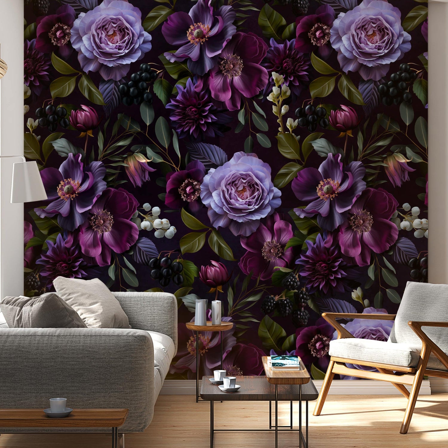 Dark Floral Gothic Moody Wallpaper Peel and Stick