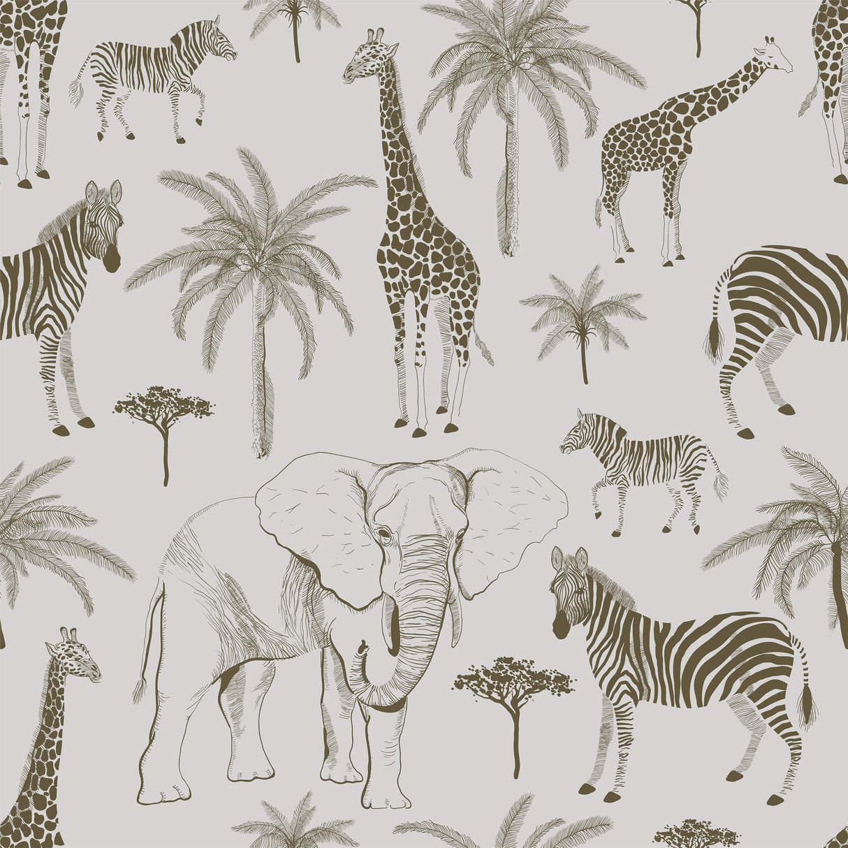 Safari Chic Animal Print Wallpaper - Elegant African Wildlife Illustrations