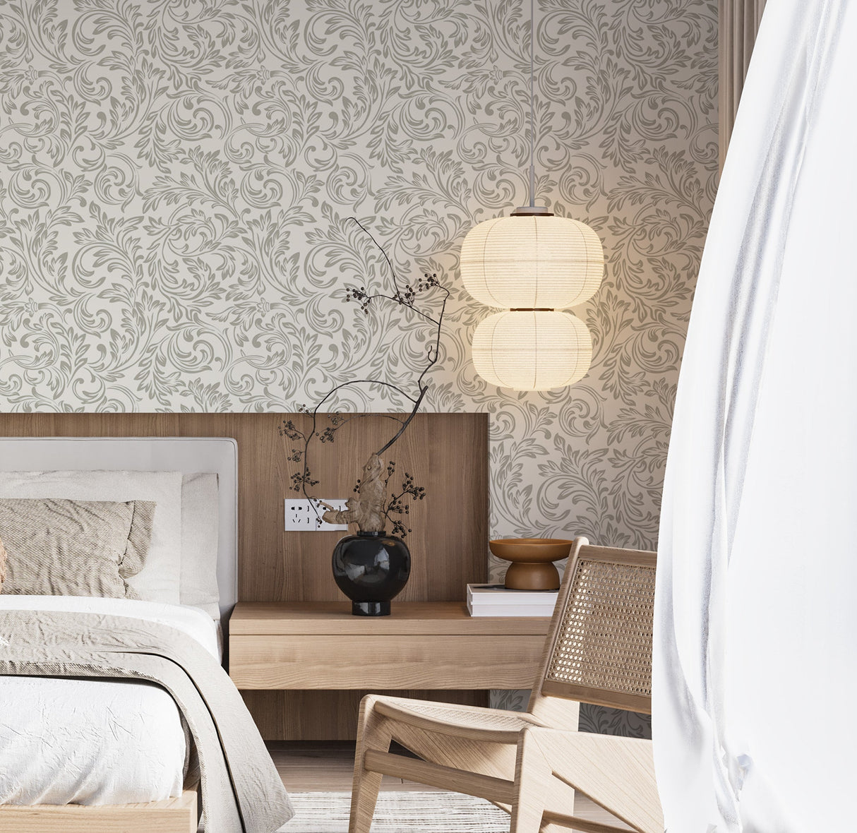 Gray Baroque Wallpaper - Modern Damask Design