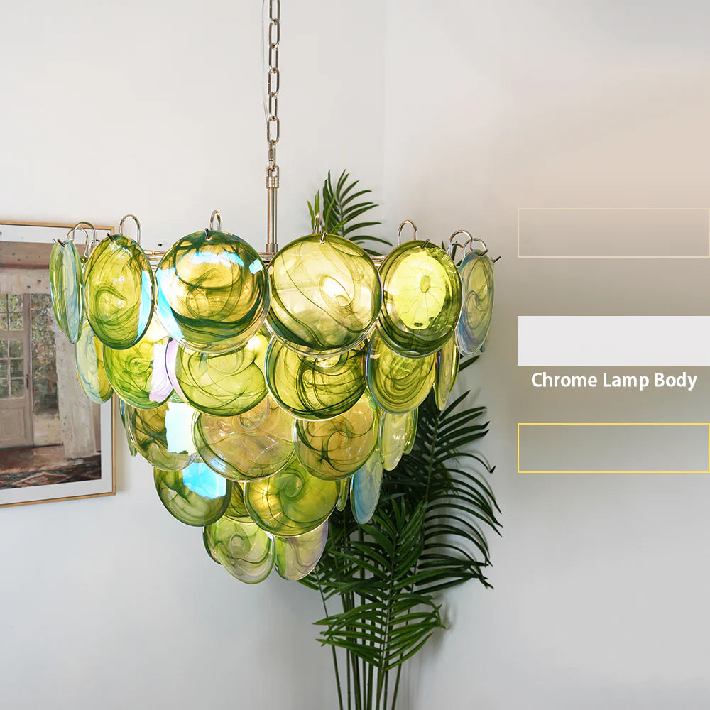 Green Iridescent Murano Chandelier