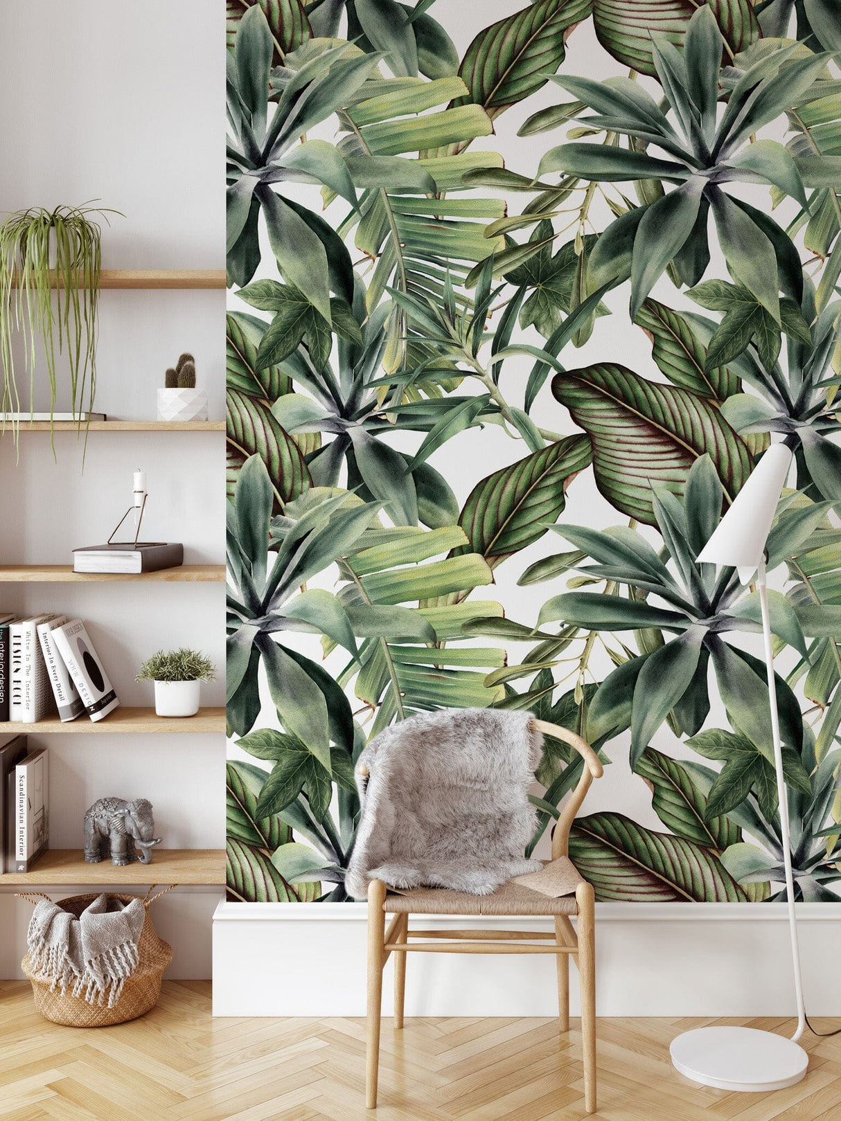 Green Tropical Leaves Self Adhesive Wallpaper