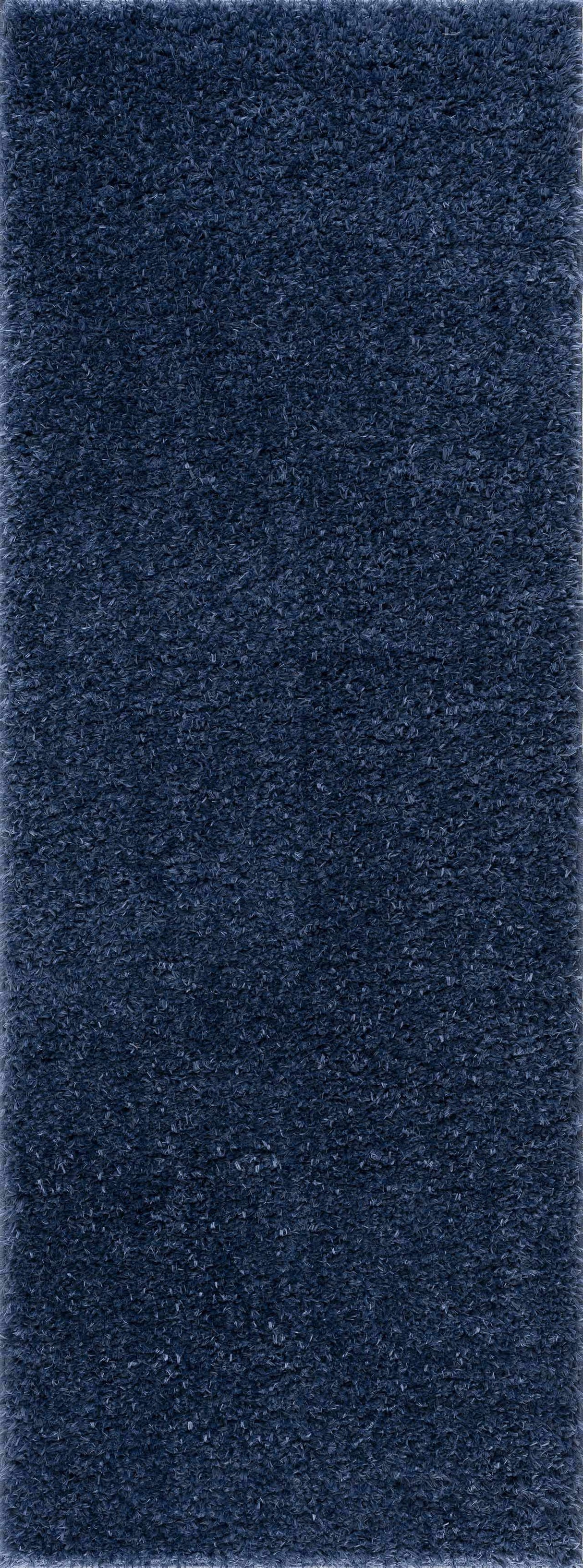 Faina Solid Dark Blue Shag Washable Area Rug - Clearance