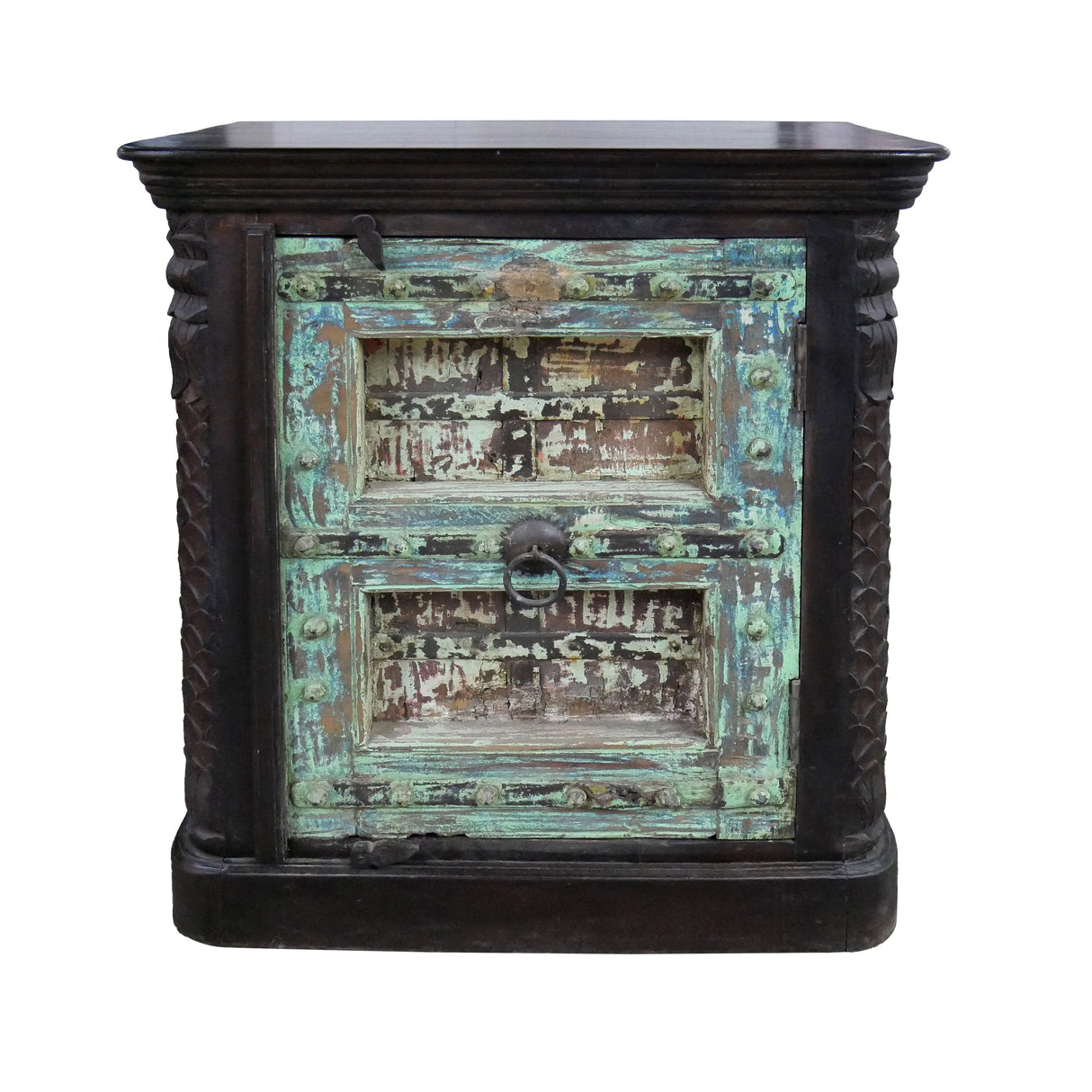 Farmhouse Style Distressed Antique Door Large Nightstand Cabinet