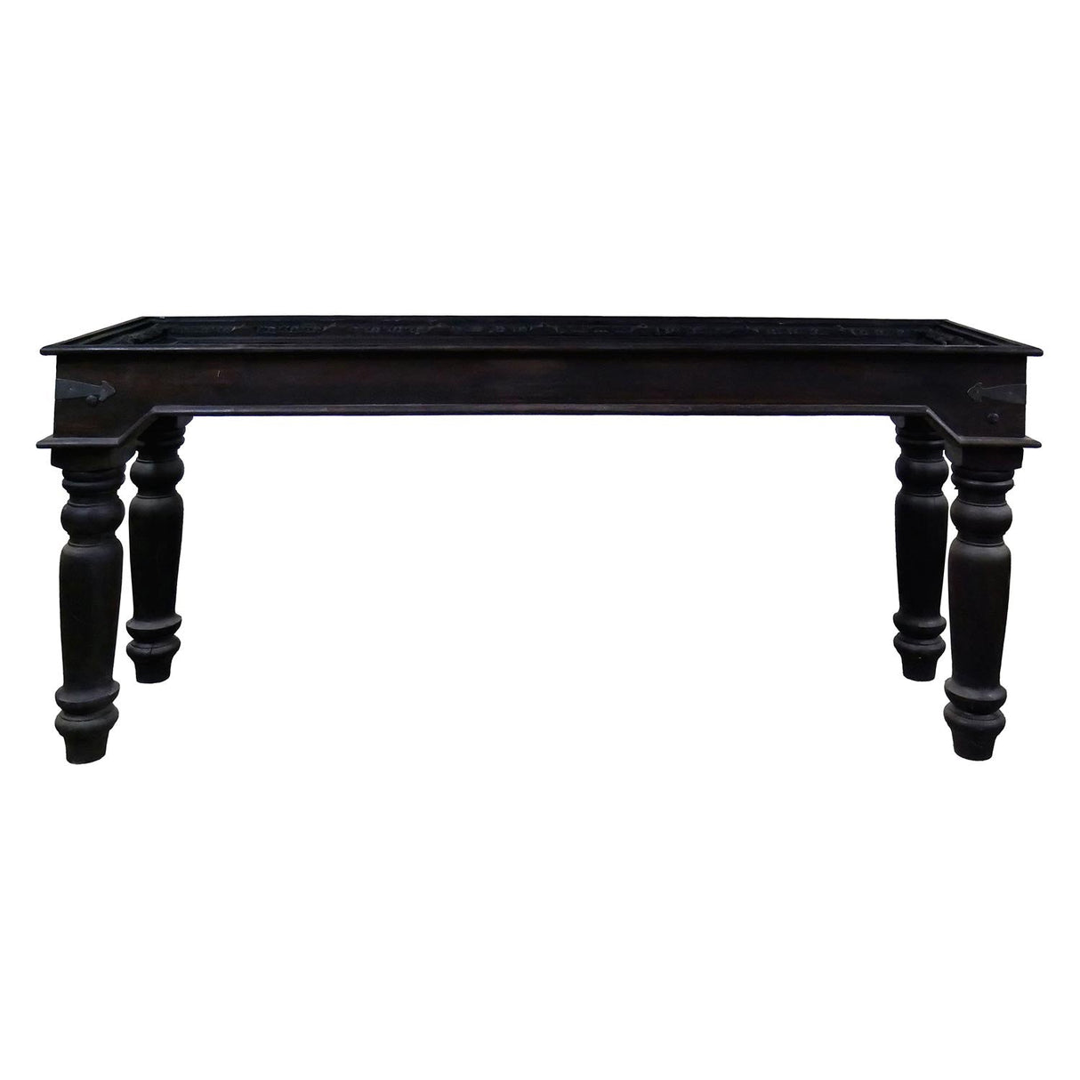 Eclectic Metal Grill & Solid Wood 66 in. Long Console Sofa Table