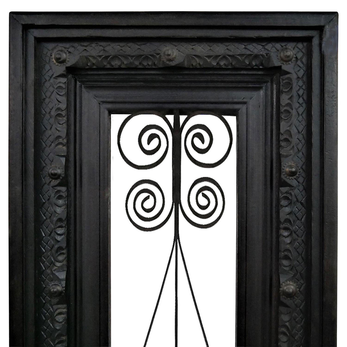 Eclectic Metal Grill & Solid Wood 66 in. Long Console Sofa Table