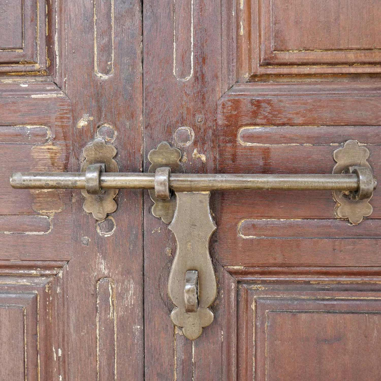 1800s Teak Wood 115 in. Tall Antique Door With Transom