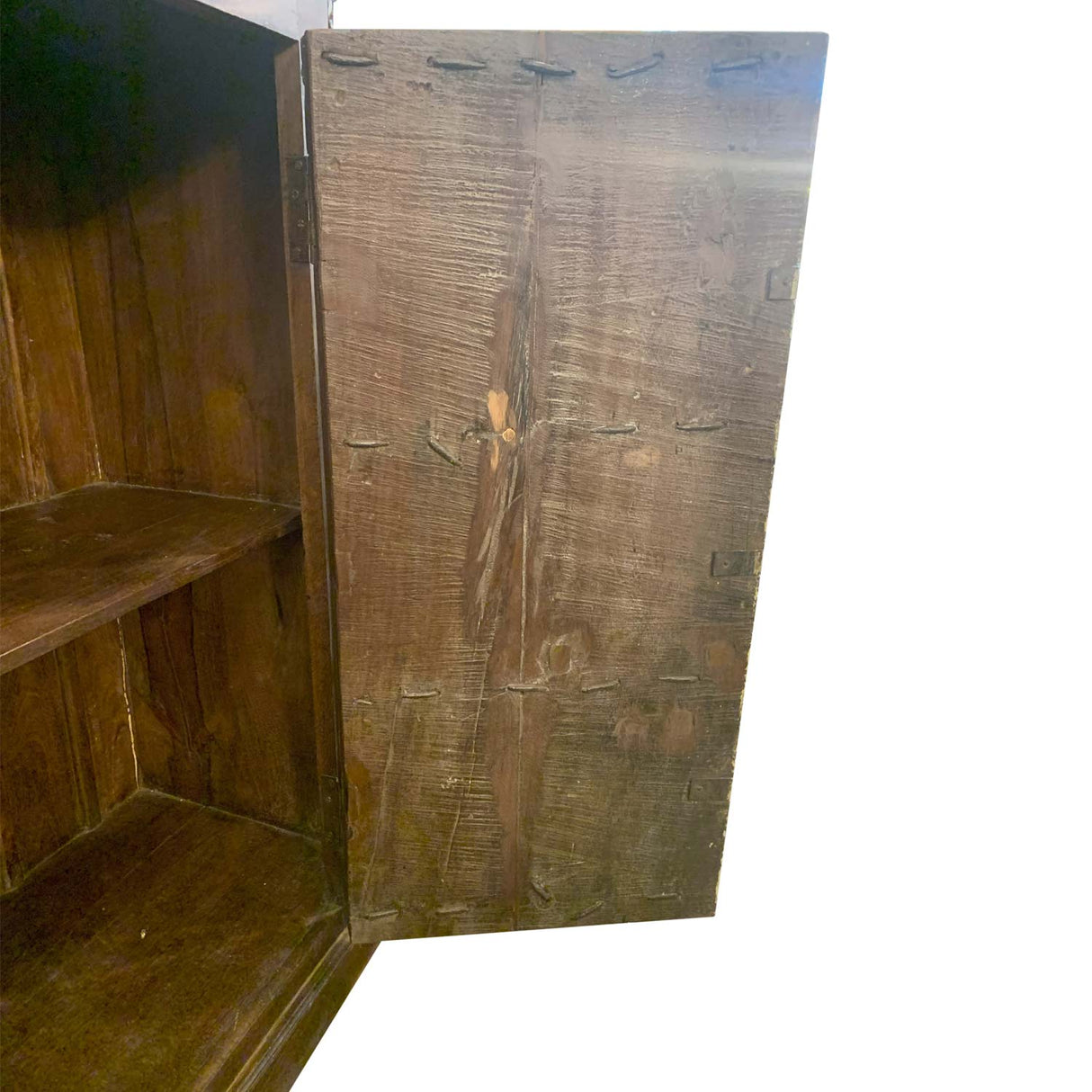 1900s Antique Door Upcycled 50" Tall Distressed Solid Wood Cabinet