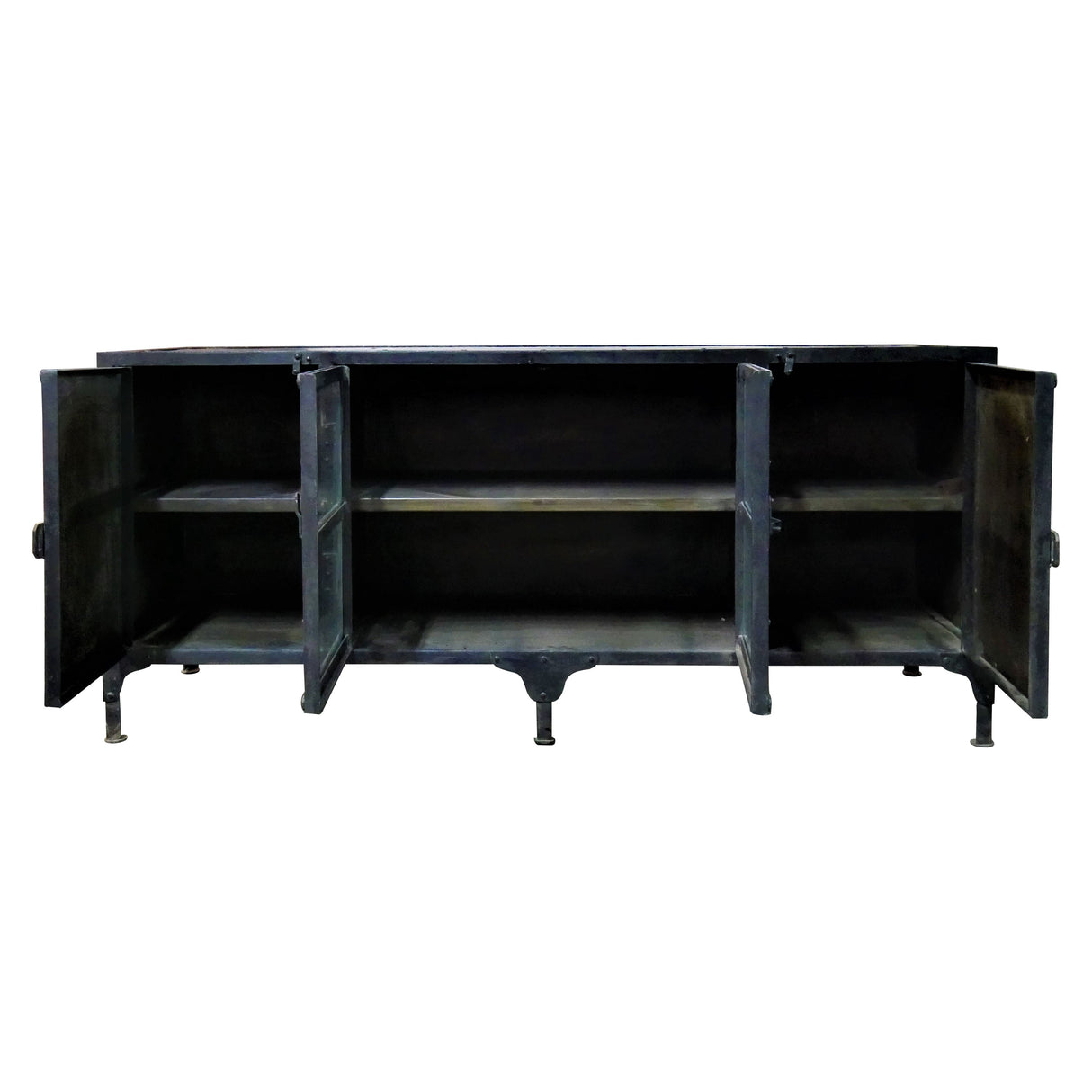 Industrial Style Reclaimed Wood In Metal Frame 60 in. Wide Media Console