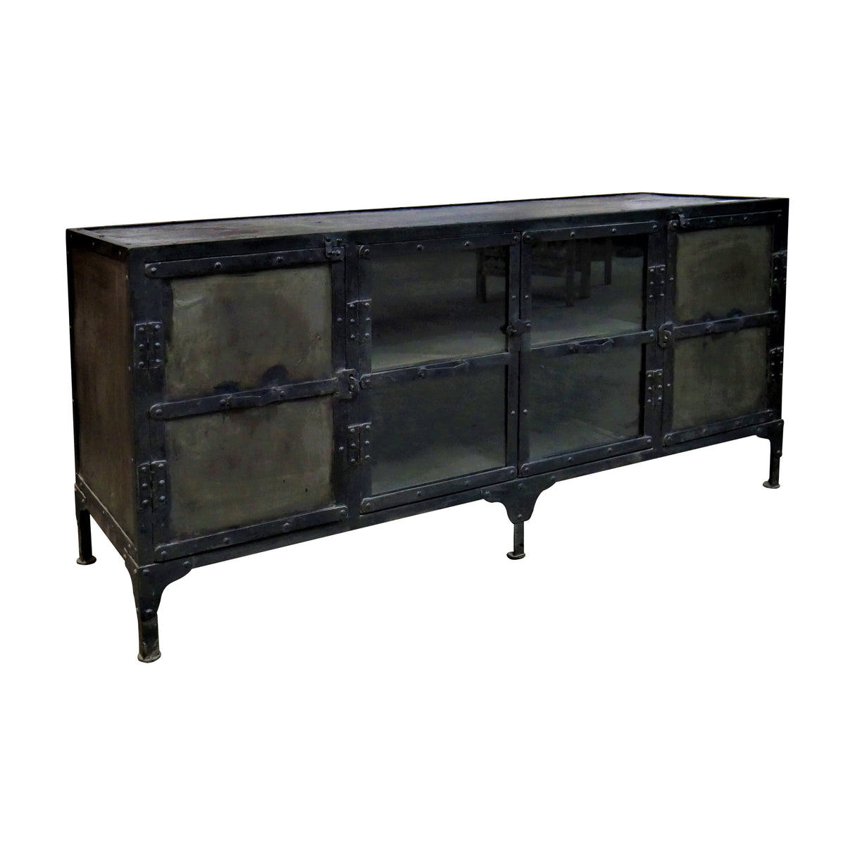 Industrial Style Reclaimed Wood In Metal Frame 60 in. Wide Media Console