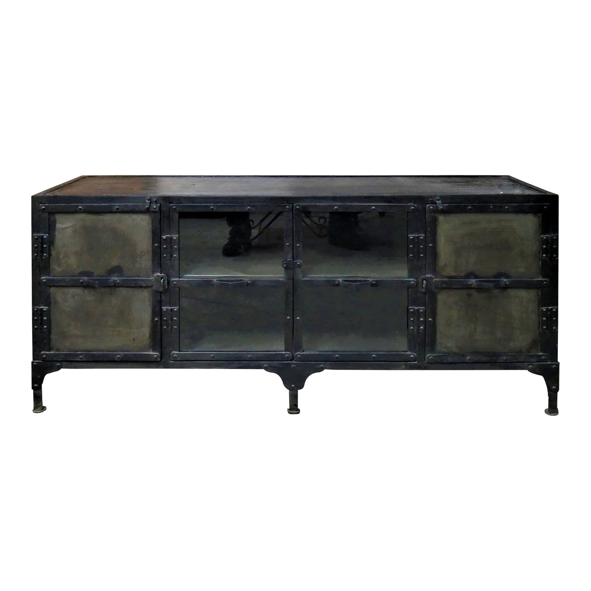 Industrial Style Reclaimed Wood In Metal Frame 60 in. Wide Media Console