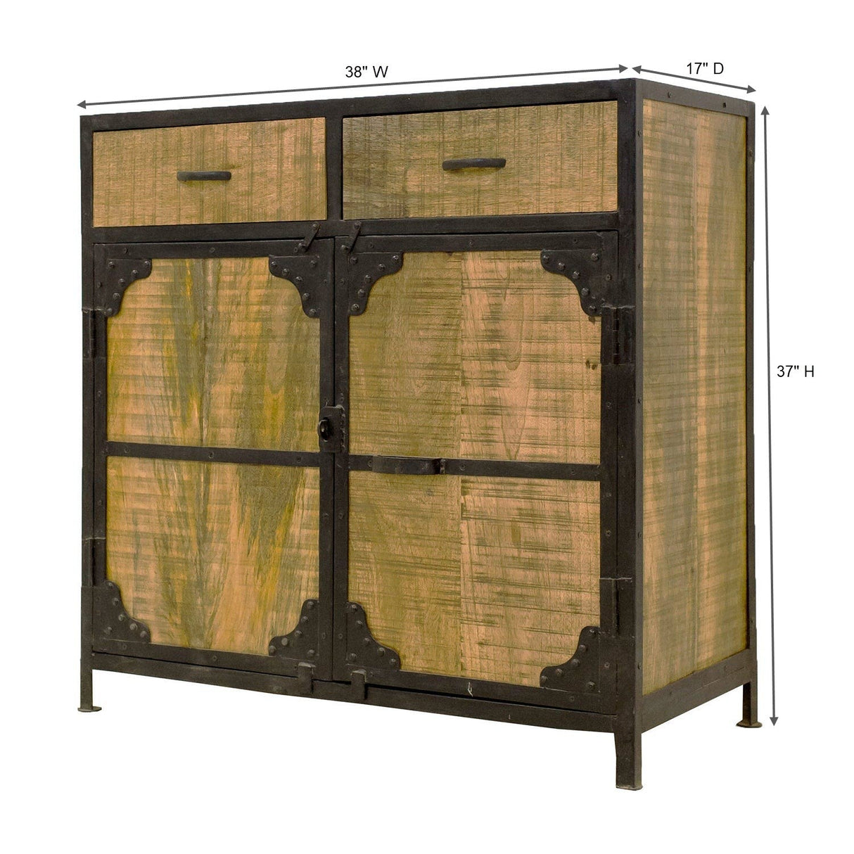 Industrial Style Wood And Metal Industrial Style 2-Door Cabinet