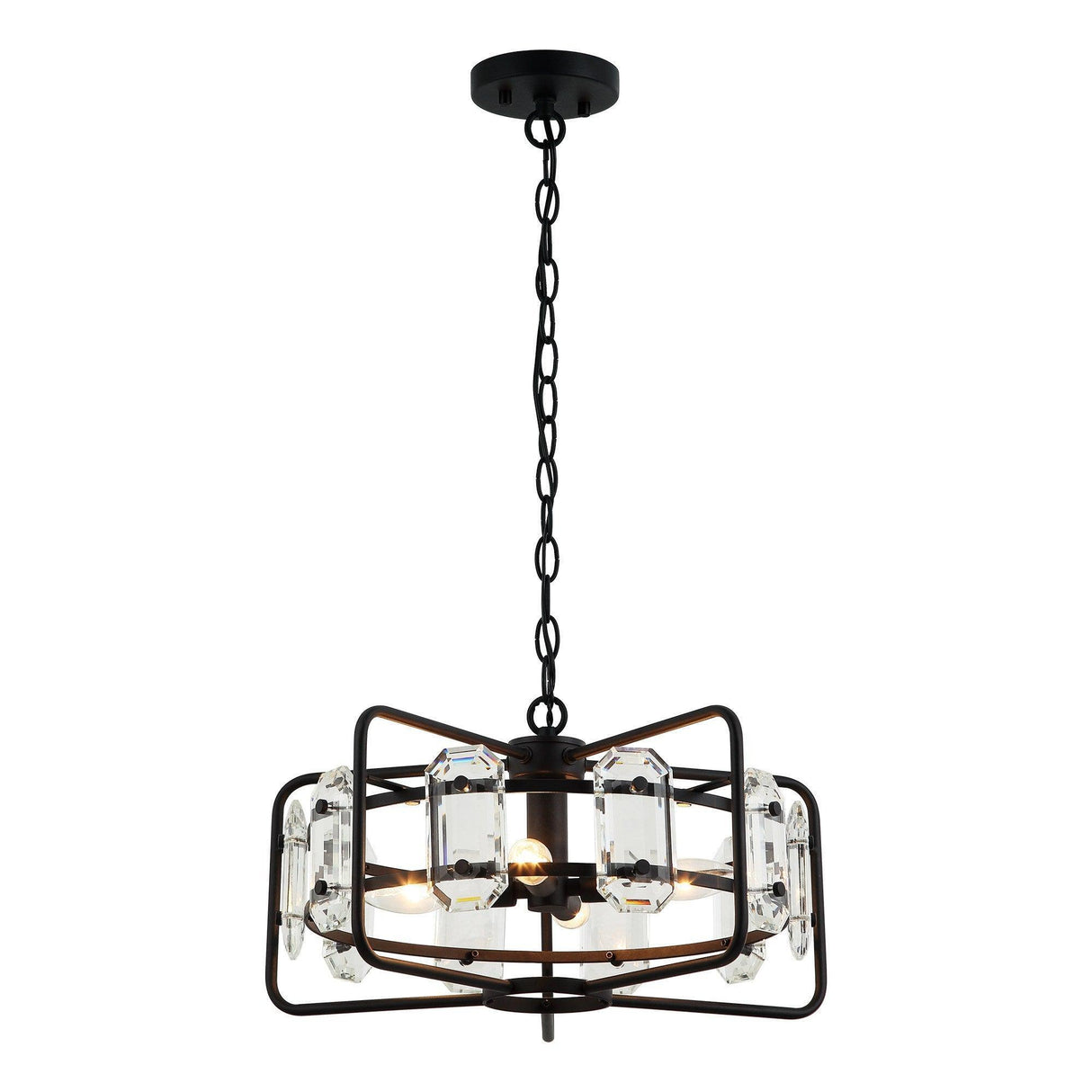 4-Light Golden or Black Modern Crystal Island Pendant Light
