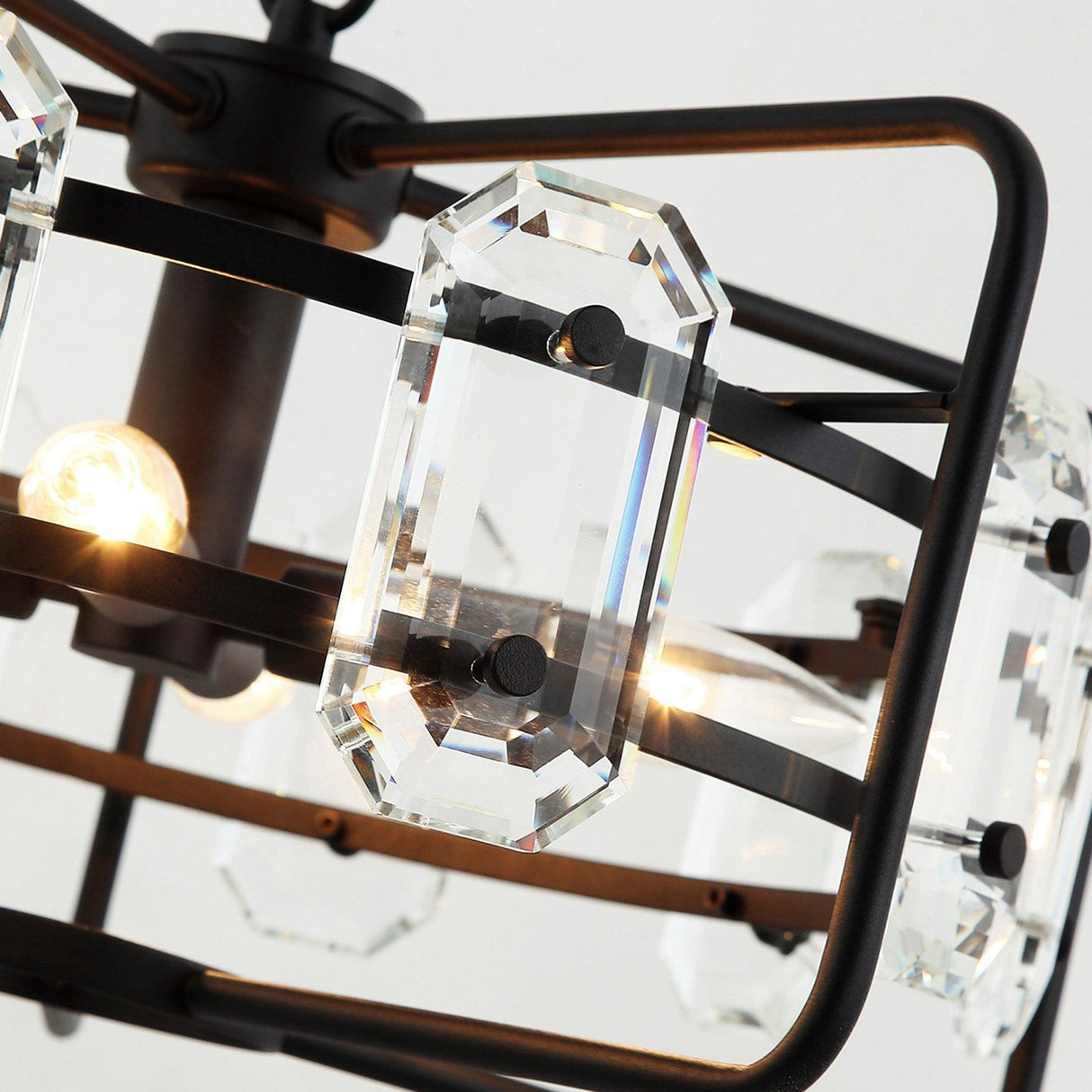 4-Light Golden or Black Modern Crystal Island Pendant Light