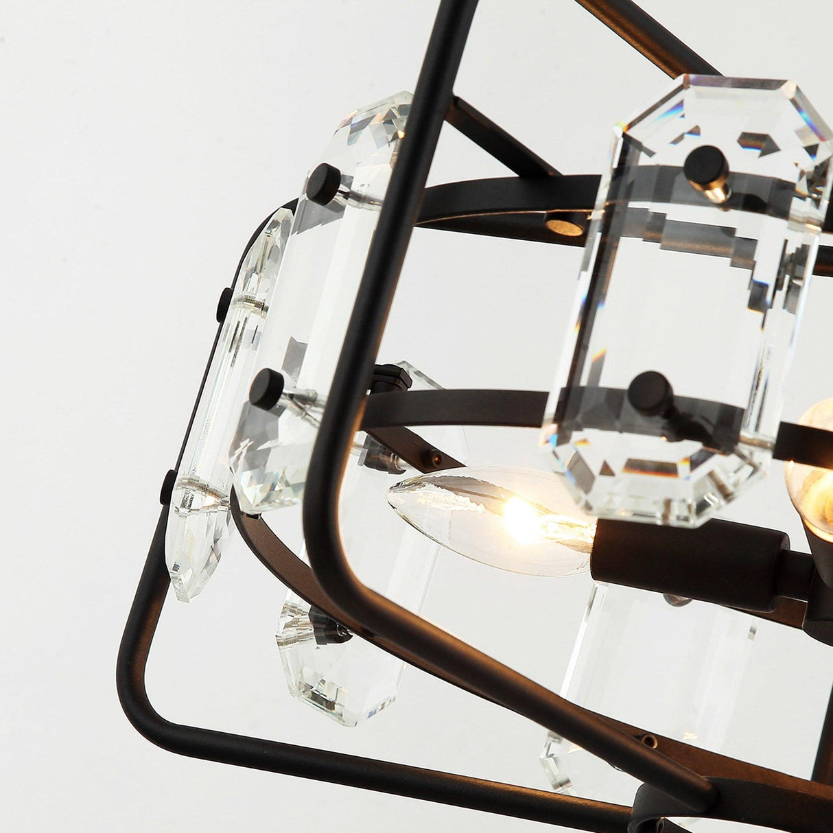 4-Light Golden or Black Modern Crystal Island Pendant Light