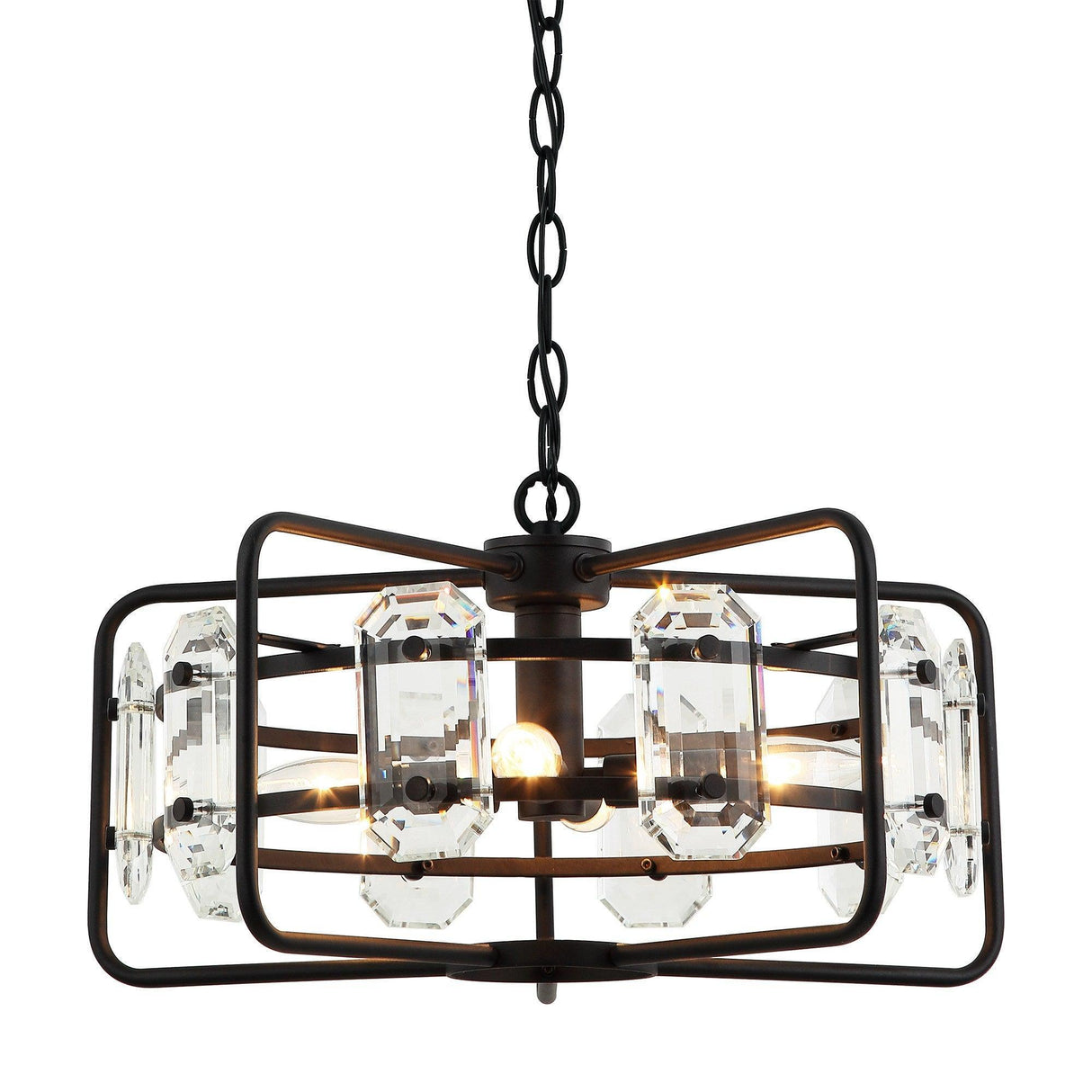 4-Light Golden or Black Modern Crystal Island Pendant Light