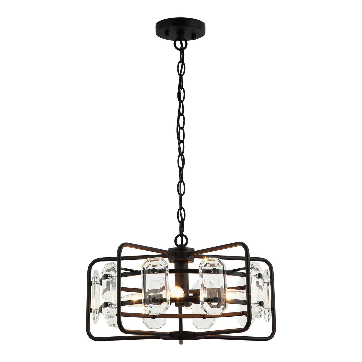 4-Light Golden or Black Modern Crystal Island Pendant Light