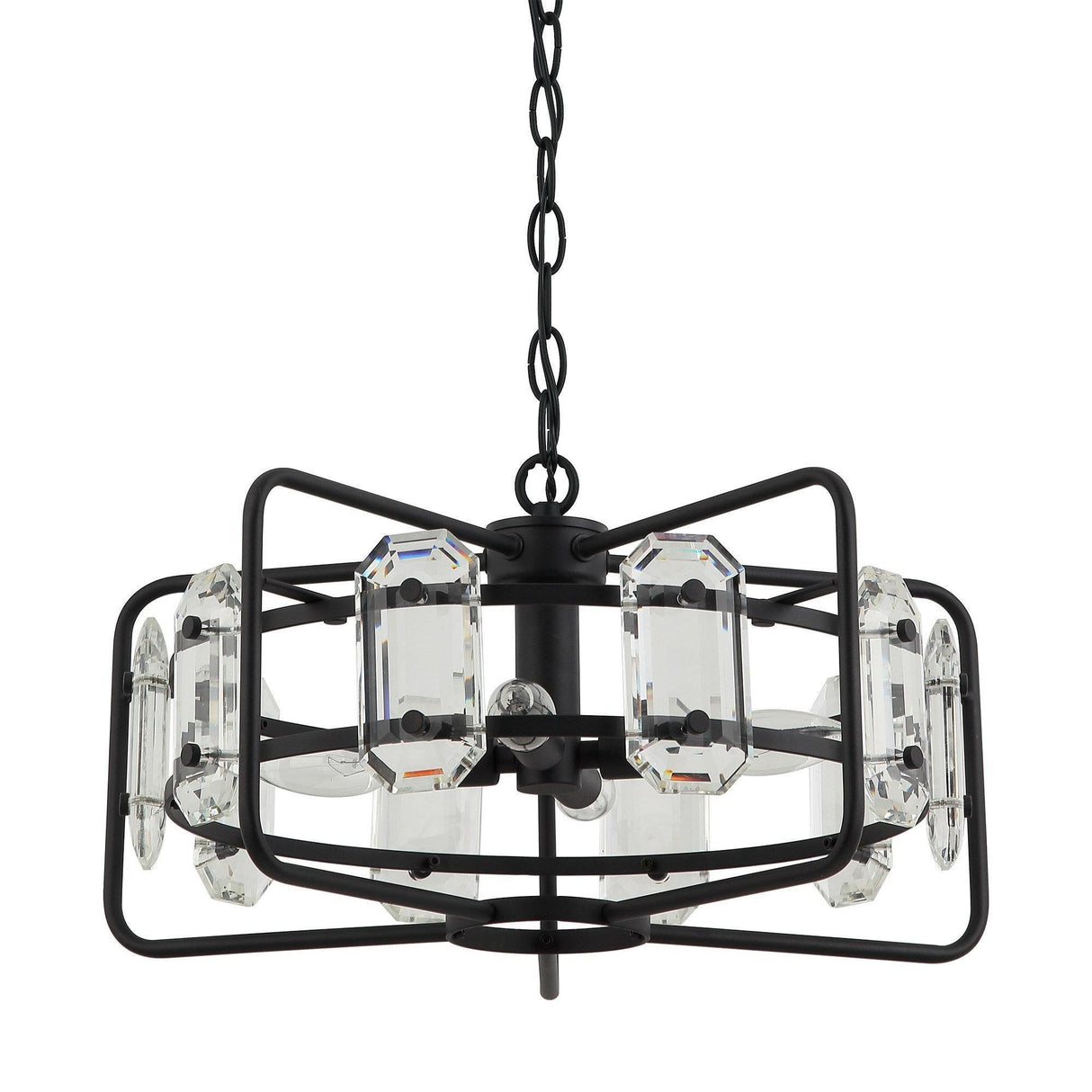 4-Light Golden or Black Modern Crystal Island Pendant Light