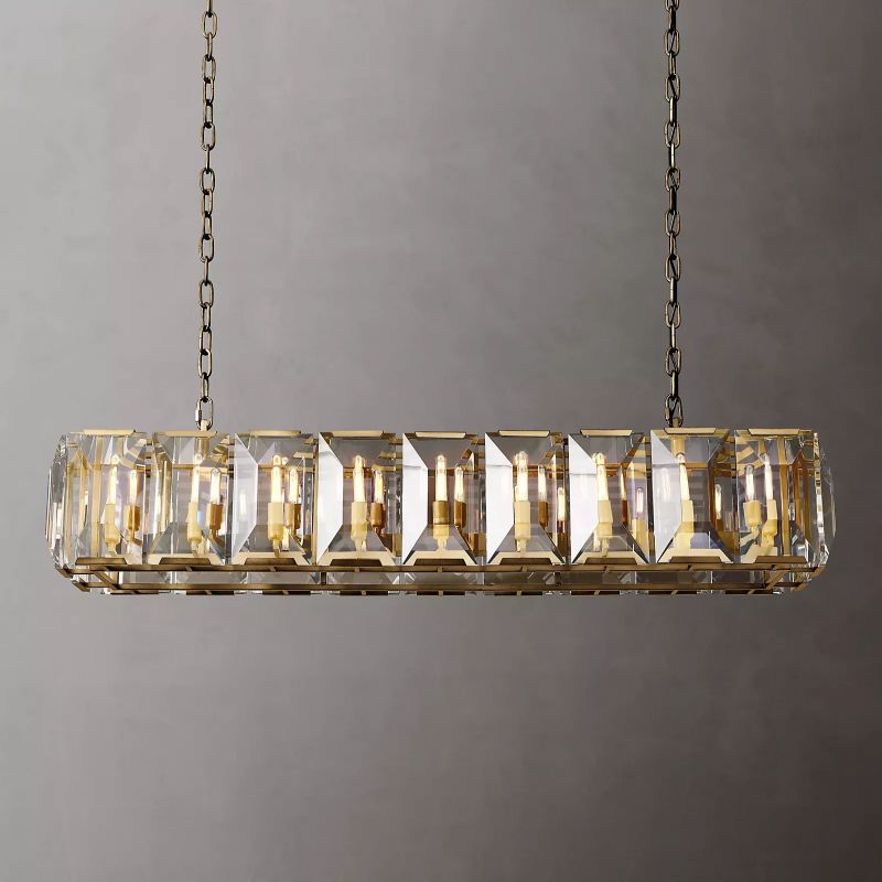 Glass Rectangular Chandelier Restaurant