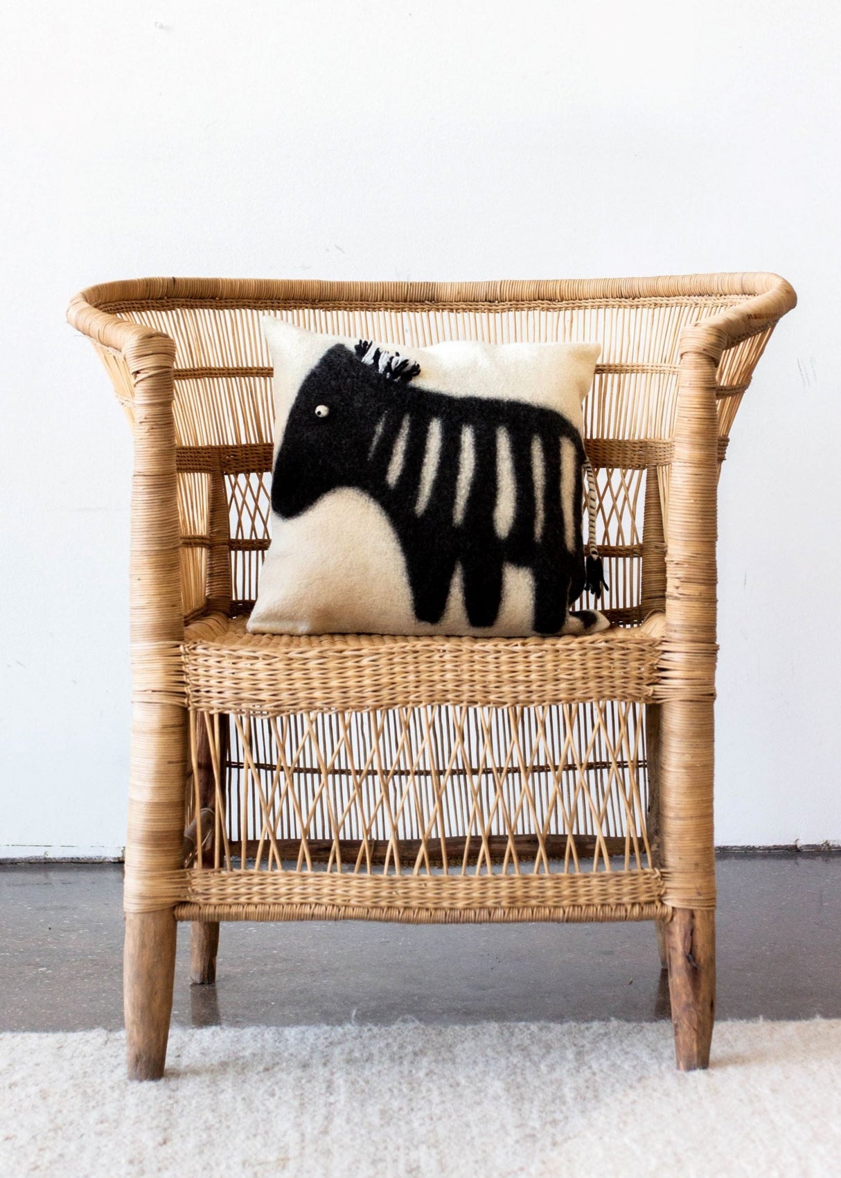Felted Wool Zebra Throw Pillow