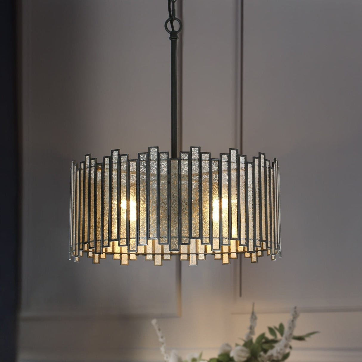 Hemaaolay Drum Colored Glass Chandelier