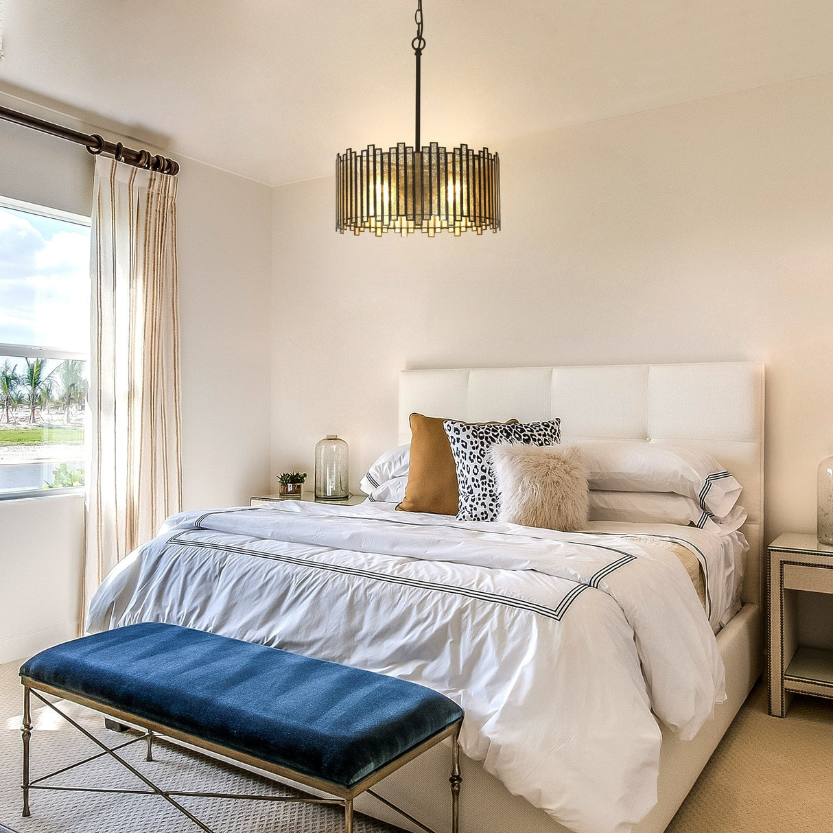 Hemaaolay Drum Colored Glass Chandelier