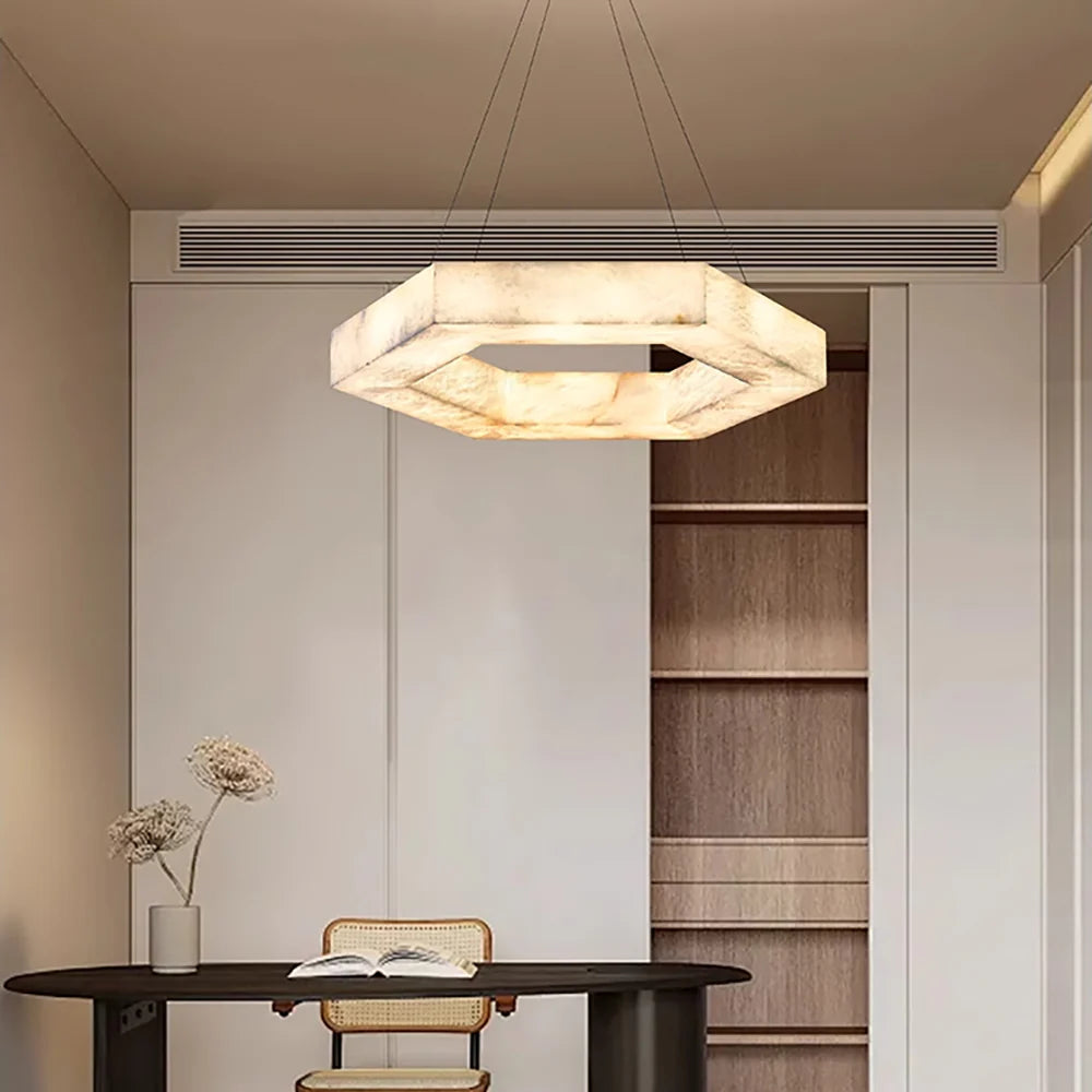Hexagonal Alabaster Chandelier
