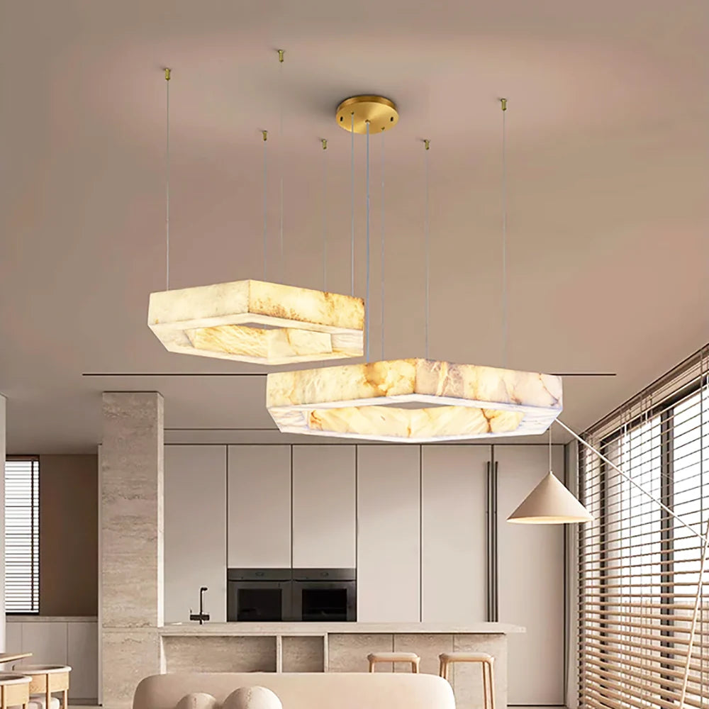 Hexagonal Alabaster Chandelier